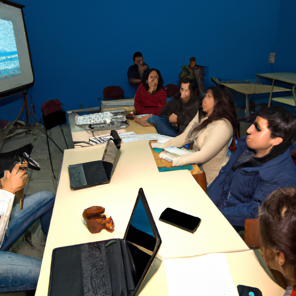 Taller de periodismo: profesor explicando estrategias de investigación